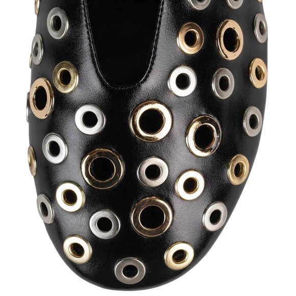 Jeffrey Campbell Flats Holed in Black Gold & Silver - Picture 2 of 6
